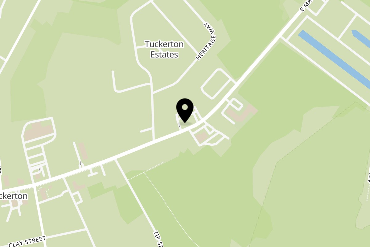 Map showing the location of Mickey's Port of Call Pub on 327 E Main St in Tuckerton